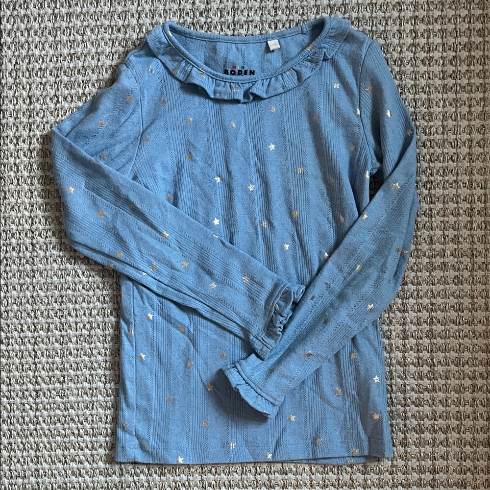 Mini Boden pointelle long sleeved shirt size 8-9